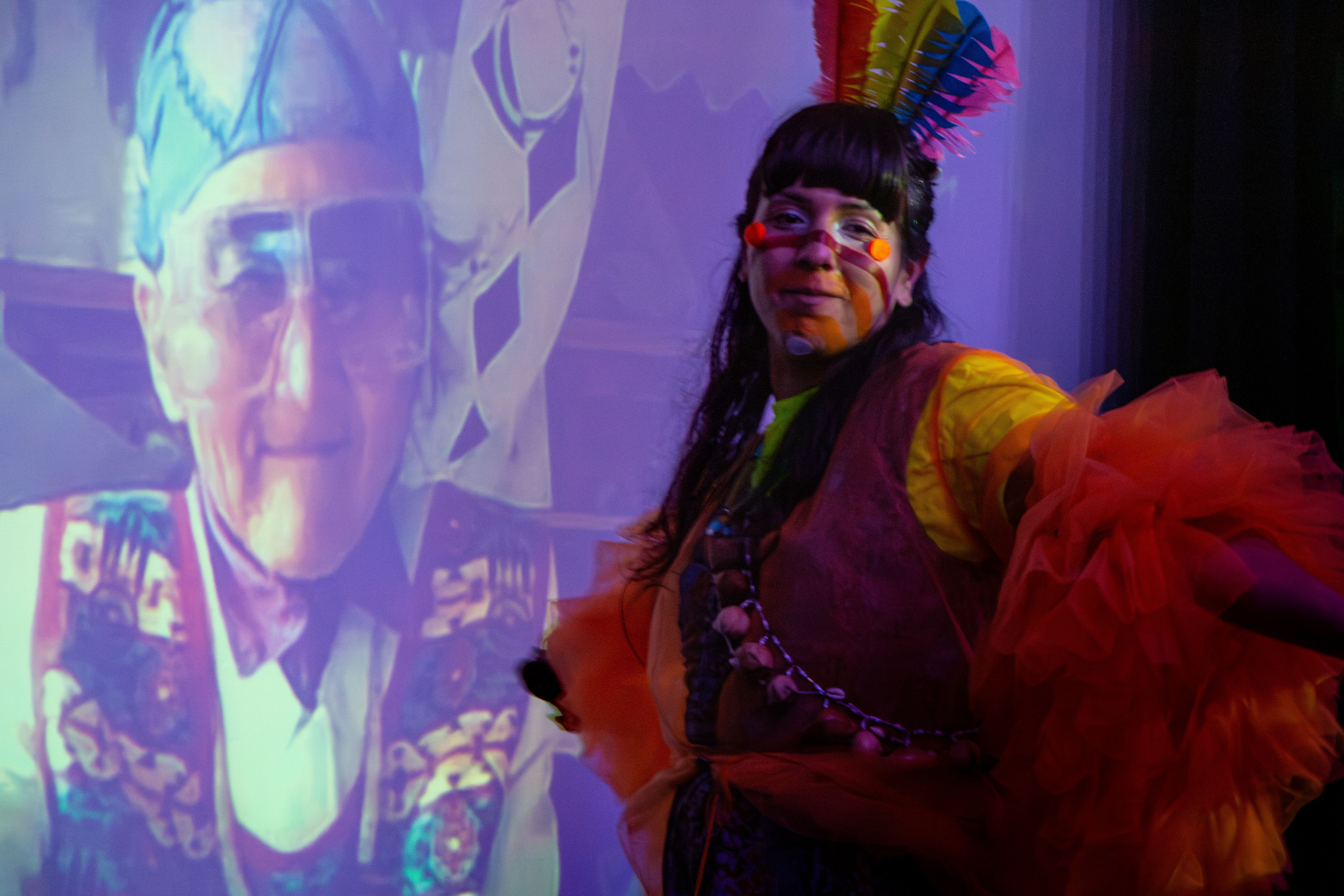 Hiroko Tamano and Mz Mr performing a hybrid online and in person duo during Hot Mess! at Elastic Arts Foundation Chicago